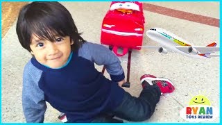 Ryan ToysReview airplane rides with opening surprise eggs [upl. by Egoreg]