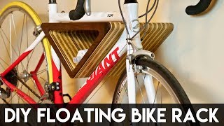 DIY Floating WallMounted Bike Rack  How To Build  Woodworking [upl. by Cyprus926]