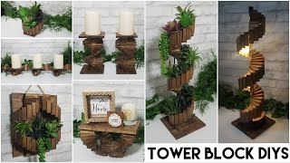 NEW DOLLAR TREE DIY Using TUMBLING TOWER BLOCKS  All Wood Home Decor DIYs  Jenga Block Crafts [upl. by Krasnoff]