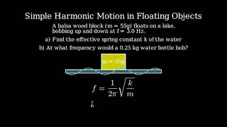 A balsa wood block of mass 55g floats on a lake bobbing up and down at a frequency of 30 Hz [upl. by Bratton517]