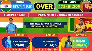 🔴Live India W Vs Sri Lanka W 12th T20 World Cup Match 2024  IND vs SL Live Score amp Commentray [upl. by Vena40]