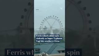 Ferris wheel cabins spin violently as Super Typhoon Yagi hits southern China [upl. by Ayerim]