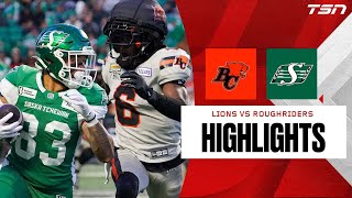 CFL WEEK 19 BC Lions vs Saskatchewan Roughriders FULL HIGHLIGHTS [upl. by Larianna]