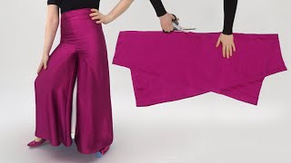 Only 1 Meter🌺 Very Easy Palazzo Pants Cutting and Stitching SUPER METHOD [upl. by Georgianna]