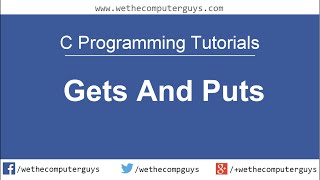 C Programming Language TutorialLect 9 Gets and Puts [upl. by Atalayah]