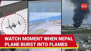 Chilling Crash In Nepal Plane Bursts Into Flames During Take Off At Kathmandu Airport [upl. by Martita]