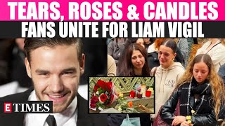 Liam Payne Fans Break Down In Tears During Candlelit Vigil In Brussels [upl. by Noxid859]