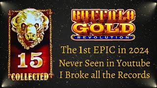 💵I BROKE All the Records 1st EPIC MEGA JACKPOT 15 Heads 2024 Buffalo Revolution [upl. by Elyr786]