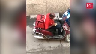 Zomato delivery boy eating food meant for delivery video goes viral [upl. by Hourihan]