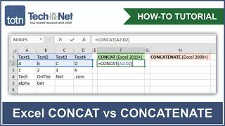 How to use the CONCAT function in Excel vs the CONCATENATE function [upl. by Prowel]