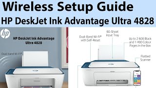 Wireless Setup Guide HP DeskJet Ink Advantage Ultra 4828 Printer [upl. by Hgeilyak]