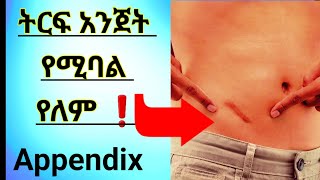 አጣዳፊው ትርፍ አንጀት 🛑appendix ምንነት መንስኤ ምልክቶችና 📌 መፍትሔው appendicitis ethiopia [upl. by Eycal]