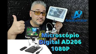 🔬 Microscópio Digital para eletrônica FullHD Tela 7 🔬 Review do Digital Microscope Andonstar AD206 [upl. by Endaira]