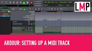 Recording audio and using MIDI in Ardour3 Part 2  Setting up MIDI track  adding instrument [upl. by Nikolai]