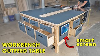 I Built The Ultimate Workbench Outfeed Table Its Smart [upl. by Nomyaw]