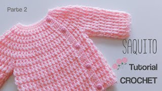 Saquito abierto Jersey Sueter para Bebe a Crochet Parte 2 de 2 [upl. by Eidde]