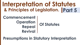 Interpretation of Statutes amp Principles of Legislation LLB Syllabus Revision Notes Lecture  Part 5 [upl. by Sirad750]