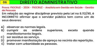 6 DIREITO ADMINISTRATIVO  FIOCRUZ  2024  Analista em Gestão em Saúde  Gestão de Pessoas [upl. by Huskamp]