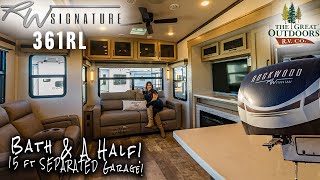 ULTRALUXURY Rear Living Fifth Wheel w Kitchen Island  Rockwood Signature 361RL [upl. by Jere756]