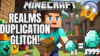 MINECRAFT OP DUPLICATION GLITCH in Realms 121 BEDROCK [upl. by Dutch931]