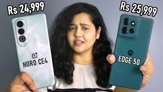 Moto Edge 50 vs OnePlus Nord CE 4  Which One to Buy Under 25000 [upl. by Ailekahs675]