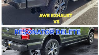 AWE Exhaust vs Resonator delete F150 35 ecoboost before and after ecoboost awetuning f150 ford [upl. by Leinod]