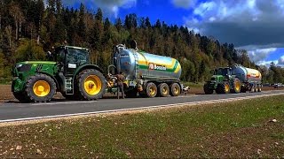 Gülle Verschlauchen mit 2 John Deere und Bossini 25m3 Lohnunternehmen TSchaller [upl. by Eslehc470]