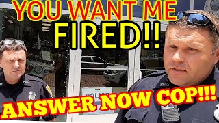 COP GETS SCARED To Be FIRED Answering Questions 1st Amendment Audit OWNED [upl. by Ramaj323]