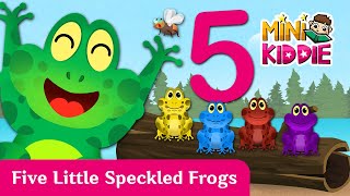 Five Little Speckled Frogs with Lyrics l Nursery Rhymes l Childrens Songs l Mini Kiddie 🎶 [upl. by Nylecoj]