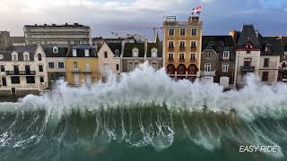 Grande marée mars 2023 Drone SaintMalo France Giant wave [upl. by Quita849]