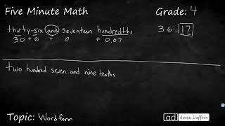 4th Grade Math Word Form [upl. by Avi]