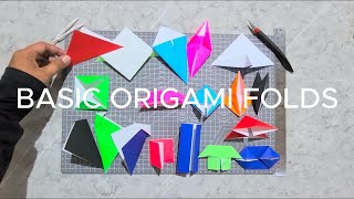 Basic Origami Folds Tutorial  Easy And Simple Origami Tutorial for Beginners [upl. by Adyan946]