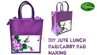 DIY Jute Lunch Bag CuttingampStitching Making At HomeHow to Make jute carry baglunchbag jutebag [upl. by Allehcram40]