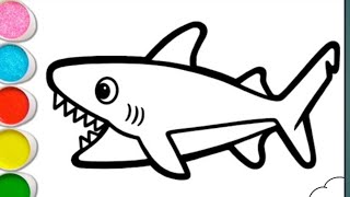 Shark Drawing For Kids  How To Draw A Sea Animals [upl. by Annawahs]