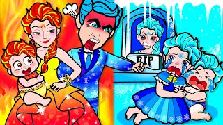 🔥paper doll dress paper❄️ Rich vs Broke Ice vs Fire Elsa Family Mother and Daughter🌈LT Paper Dolls [upl. by Ssenav]