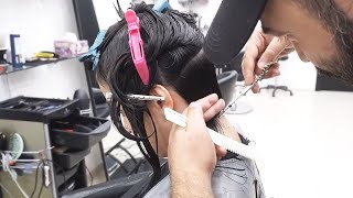 SUPER HAIRCUT  SHORT A LINE BOB HAIRCUT WITH SIDE BANGS [upl. by Sema]