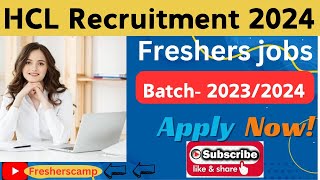 HCL Recruitment 2024 for Freshers  Mass Hiring as Service Desk Analyst  HCL Off Campus Drive 2024 [upl. by Elisabeth]