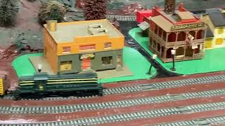 Railfanning the HO scale train layout Koziar’s Christmas Village in PA 111823 [upl. by Euqimod101]