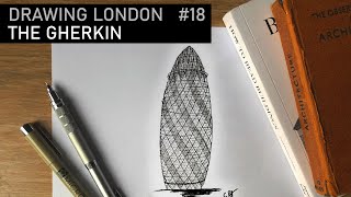 30 St Mary Axe The Gherkin  Architecture History  Drawing London 18 [upl. by Pincince]