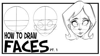 How To Draw Faces Front View CARTOONING 101 1 [upl. by Nosiram]