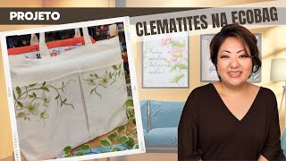 Pintando com o estêncil OPA sobre Tecido Ecobag  Tema Flor Clematites  por Mayumi Takushi [upl. by Thera]