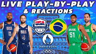 USA vs Brazil Mens Basketball  Live PlayByPlay amp Reactions [upl. by Nedyaj404]