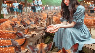 Nara park japan Chinese tourist  nara deer [upl. by Fawne]