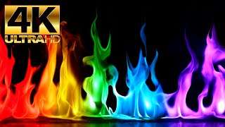 Beautiful Rainbow Flames in 4K UHD 12 Hours [upl. by Wester774]