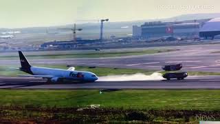 WATCH Boeing 767 makes emergency landing after gear failure [upl. by Edsel]