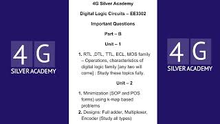 Digital Logic Circuits EE3302 Important Questions for semester 3 Anna University Exam Feb 2024 [upl. by Ariajaj305]