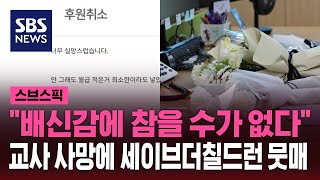 quot너무 실망 후원 취소quot…대전 교사 사망에 세이브더칠드런 뭇매  SBS  스브스픽 [upl. by Amii]