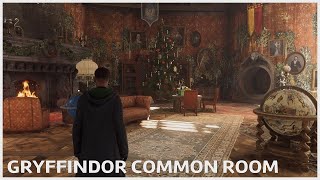 Hogwarts Legacy  Gryffindor Common Room At Christmas No CommentaryHud [upl. by Broeder]