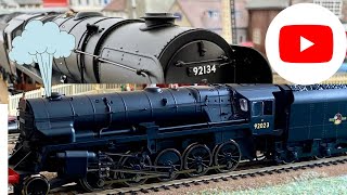 My two 9F 2 10 0 steam locomotives running on the layout with 92134 and Franco Crosti boiler 92023 [upl. by Browne205]