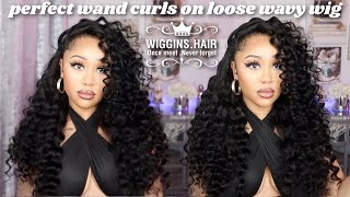 BIG amp FLUFFY WAND CURL TUTORIAL  24 INCH LOOSE DEEP WAVE FRONTAL WIG INSTALL ft WIGGINS HAIR [upl. by Tristram]